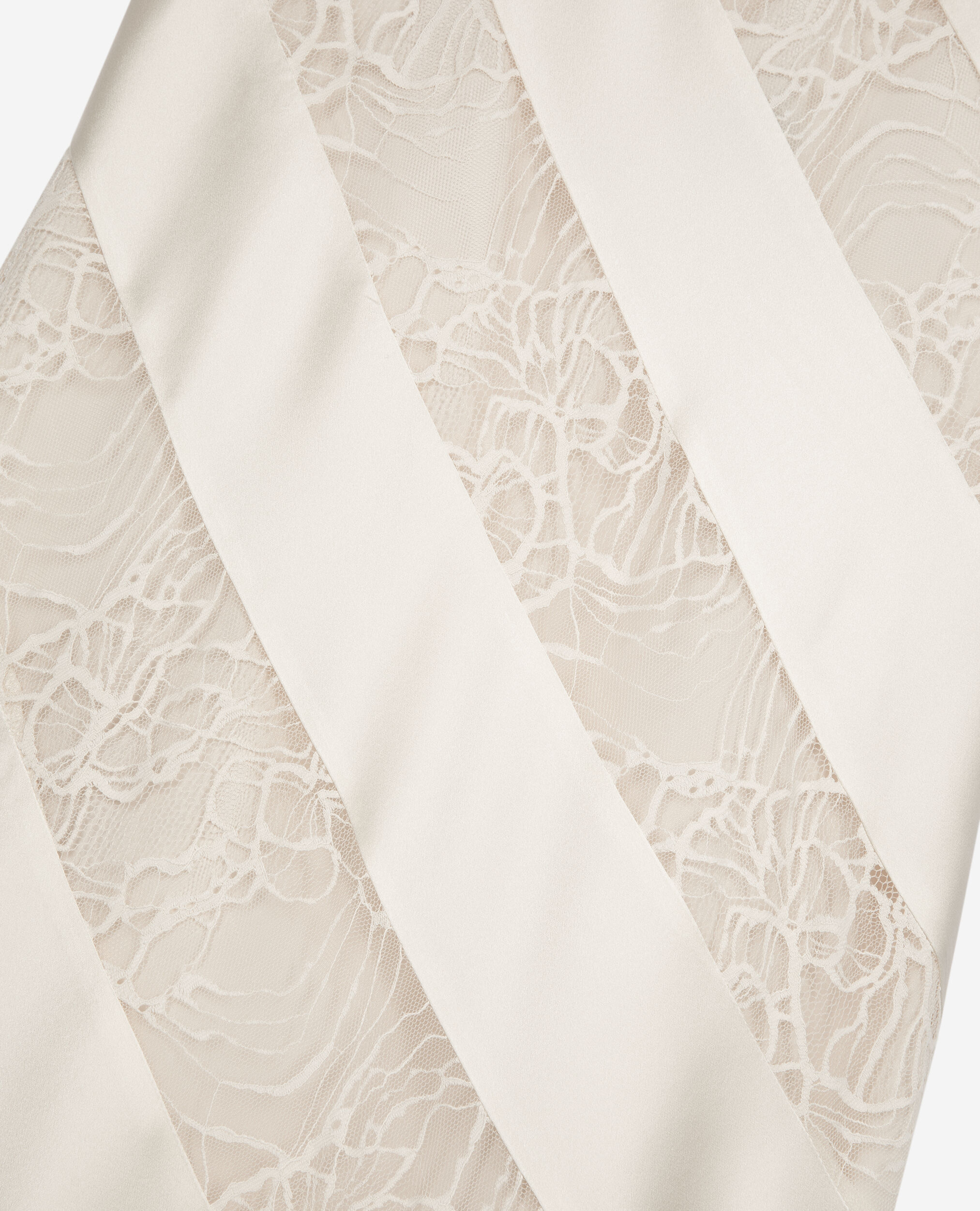 Robe nuisette longue en soie et dentelle écrue, ECRU, hi-res image number null