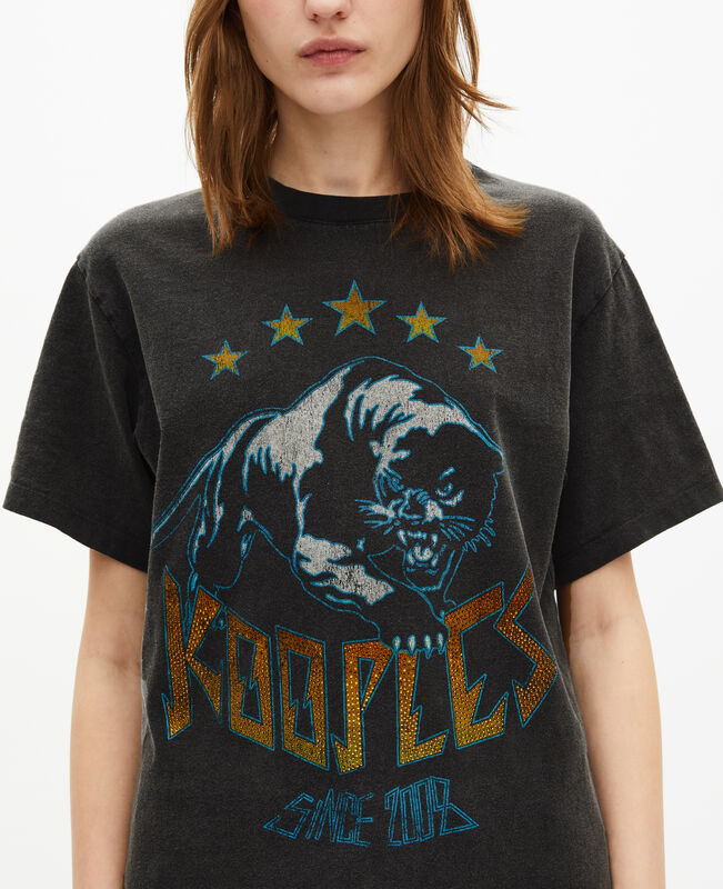 The Kooples FEMME BLACK WASHED t-shirt avec sérigraphie noir délavé