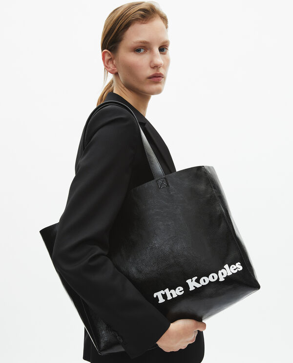The Kooples MUJER BLACK bolsa de la compra efecto piel negra