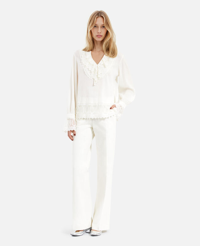 The Kooples FEMME ECRU blouse avec guipure écrue