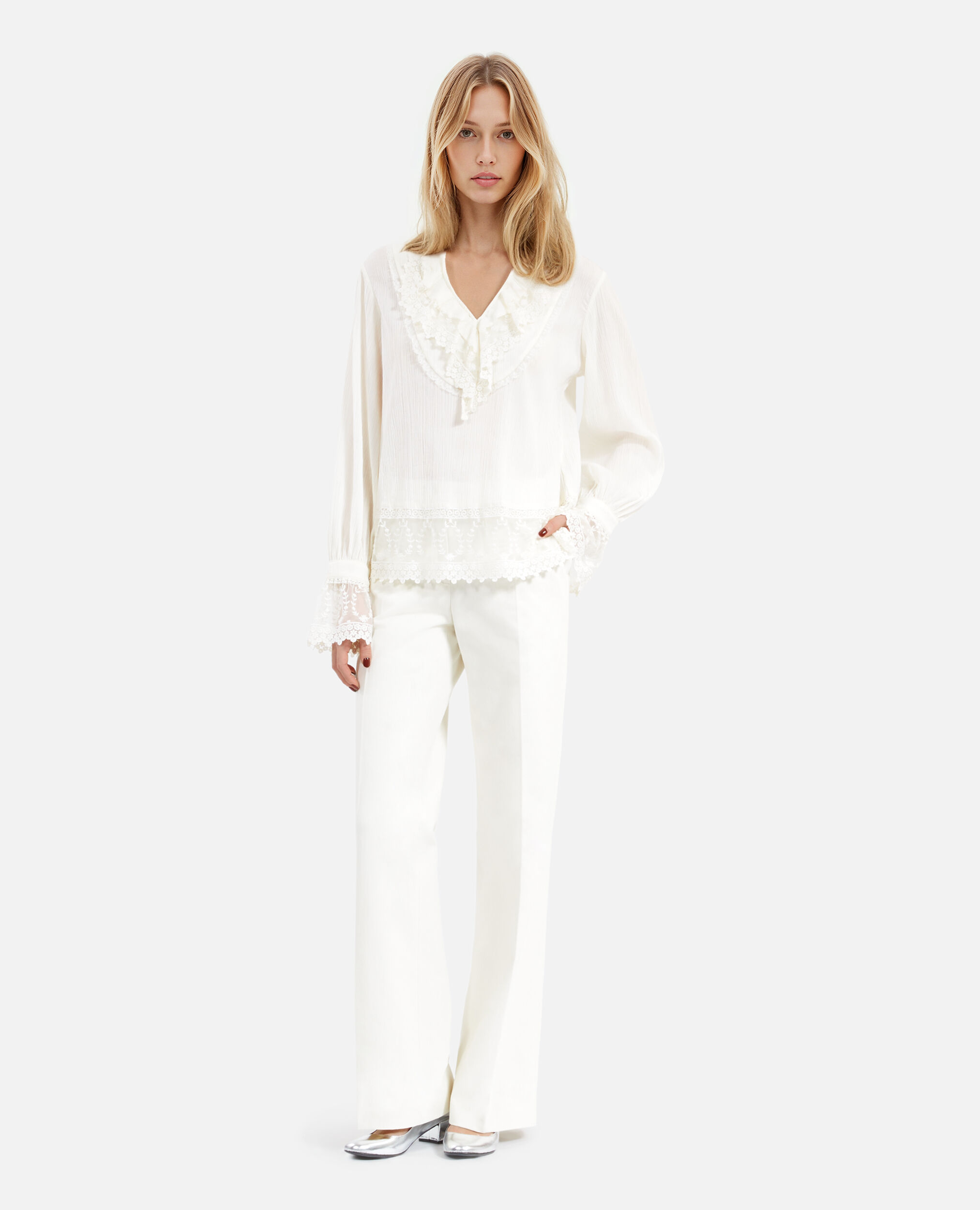 Blouse avec guipure écrue, ECRU, hi-res image number null