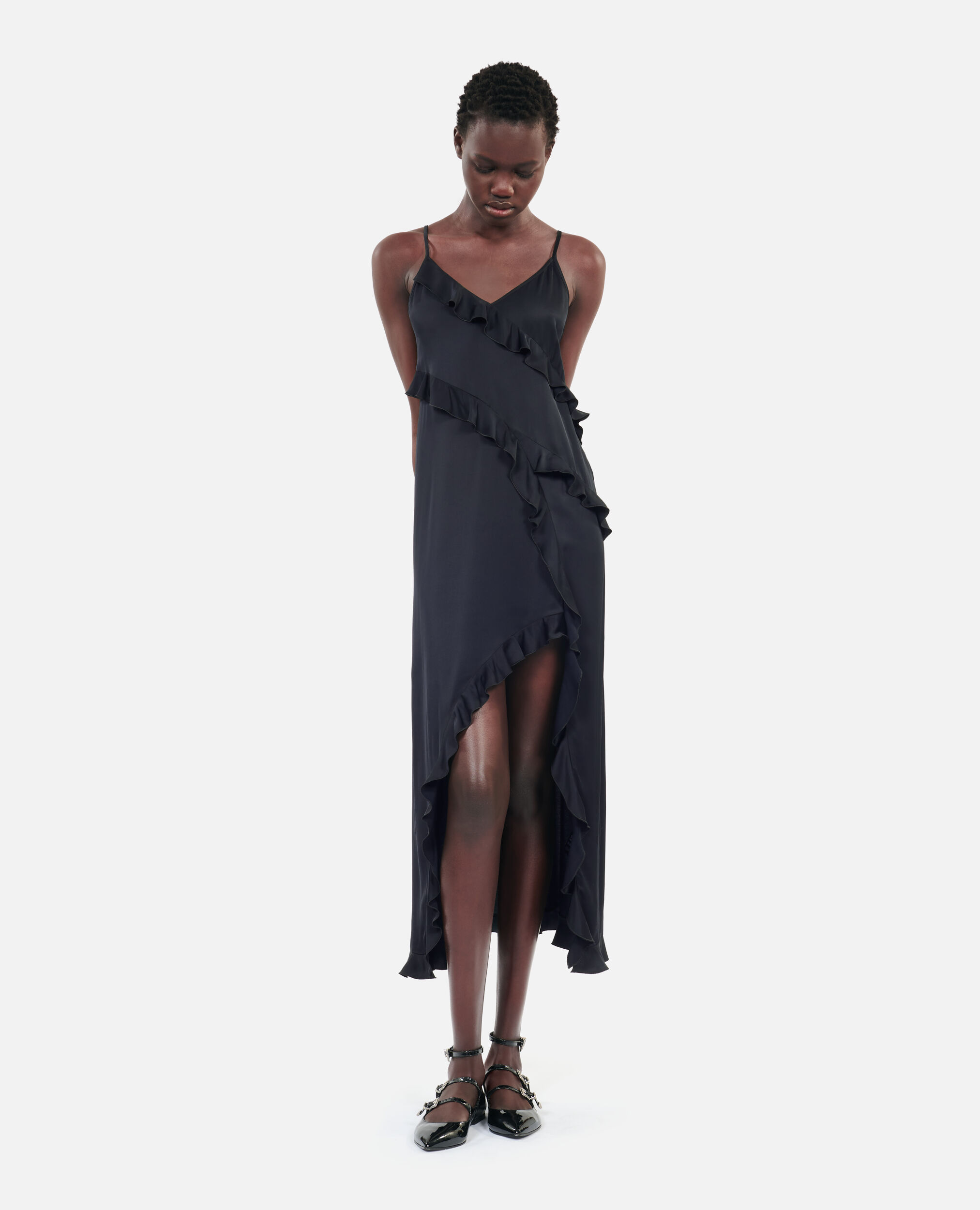 Robe nuisette longue noire, BLACK, hi-res image number null