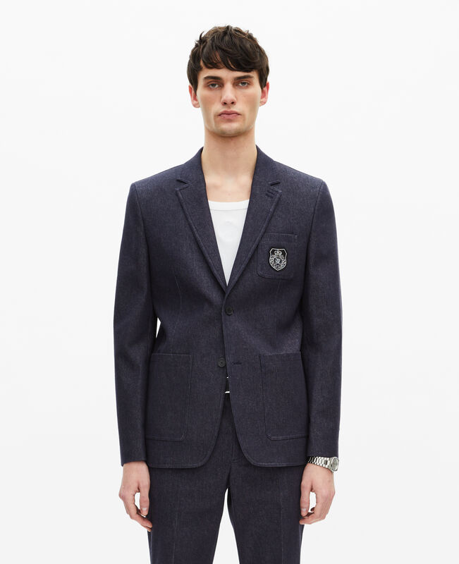 The Kooples HOMME NAVY veste de costume effet denim bleue
