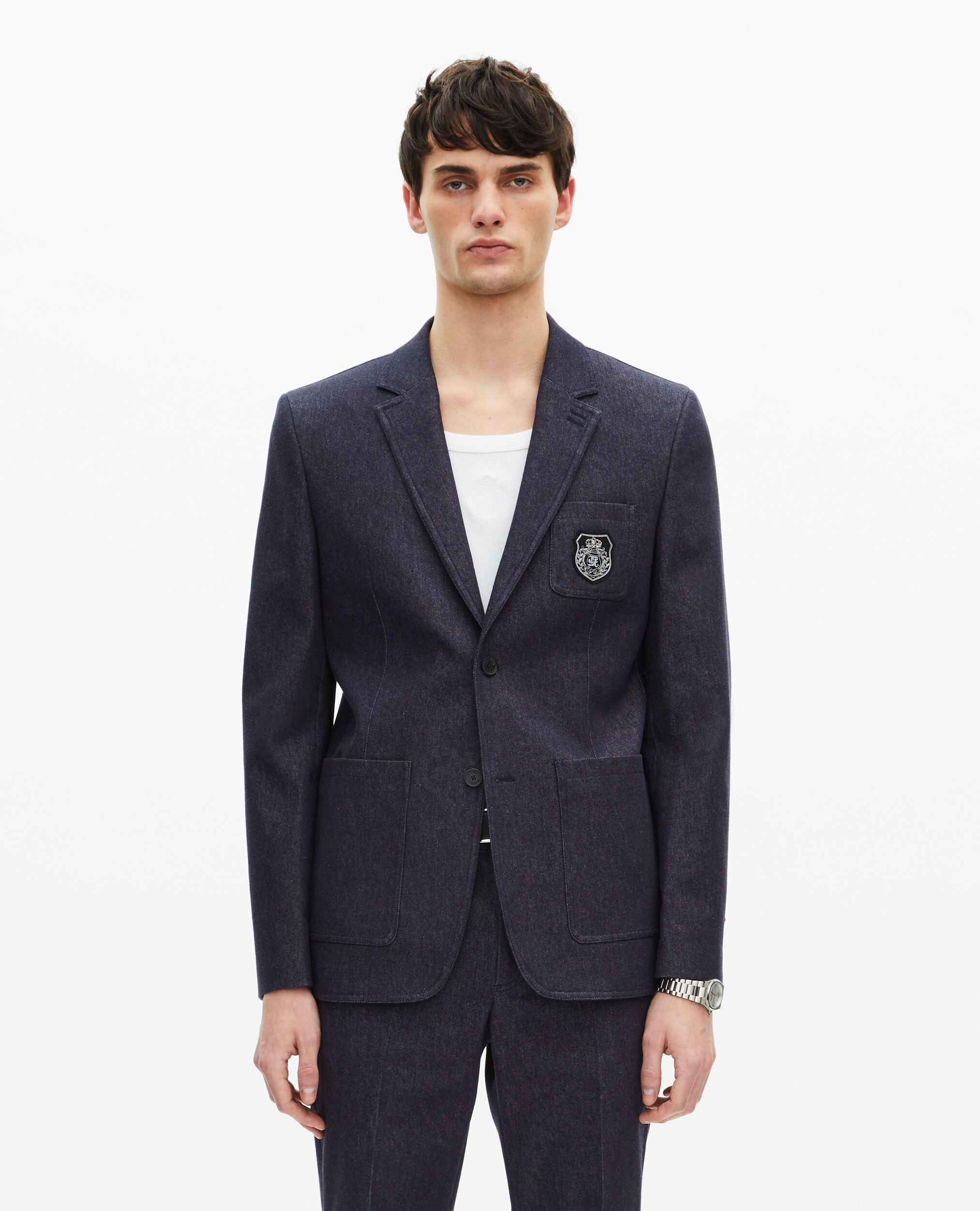 Veste de costume effet denim bleue, NAVY, hi-res image number null