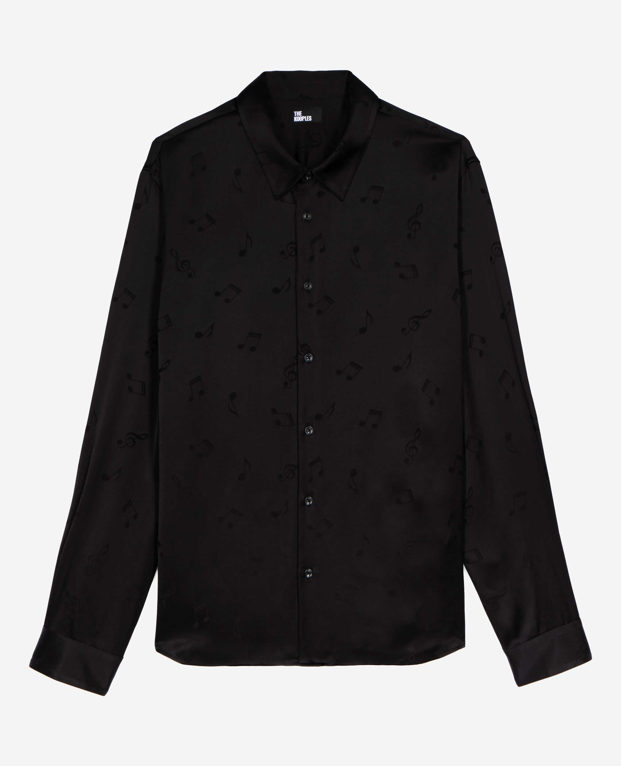Chemise en jacquard imprimé musique noire, BLACK, hi-res image number null