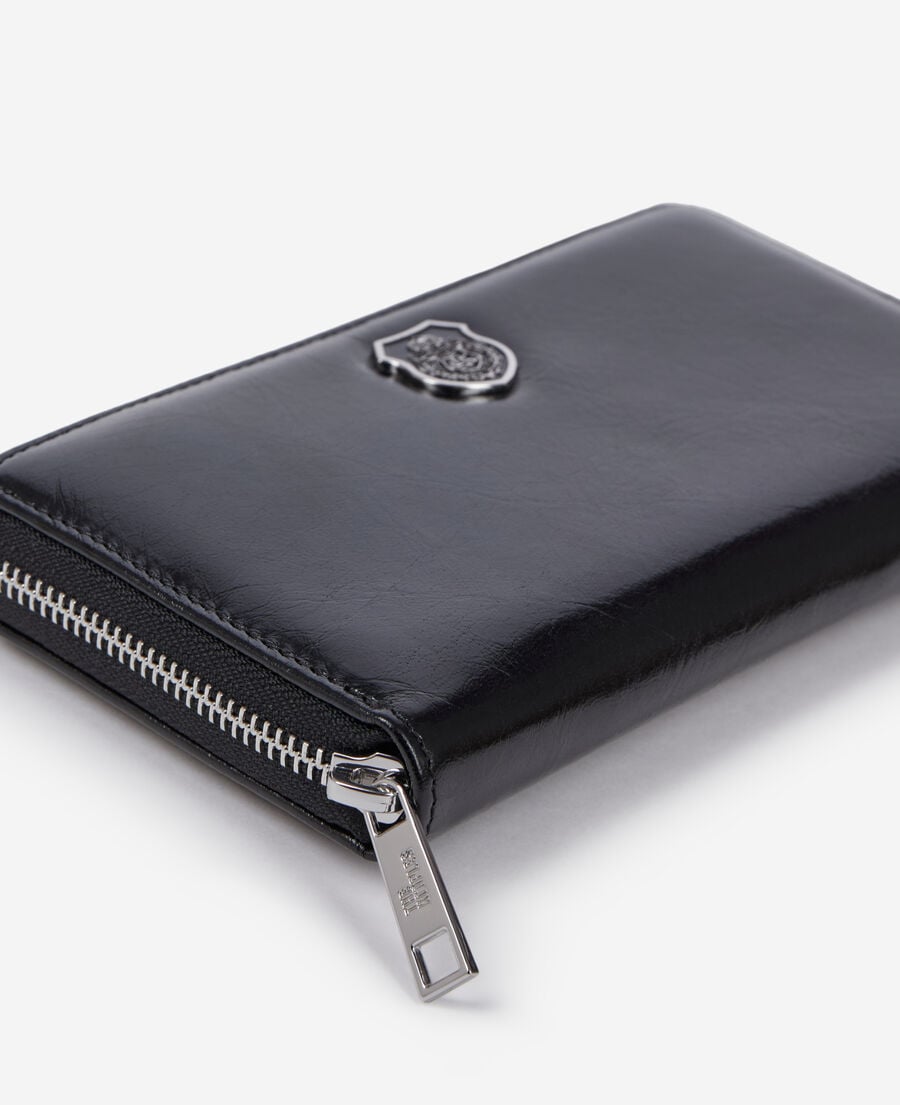 The Kooples UNISEX BLACK schwarze brieftasche mit wappen aus leder