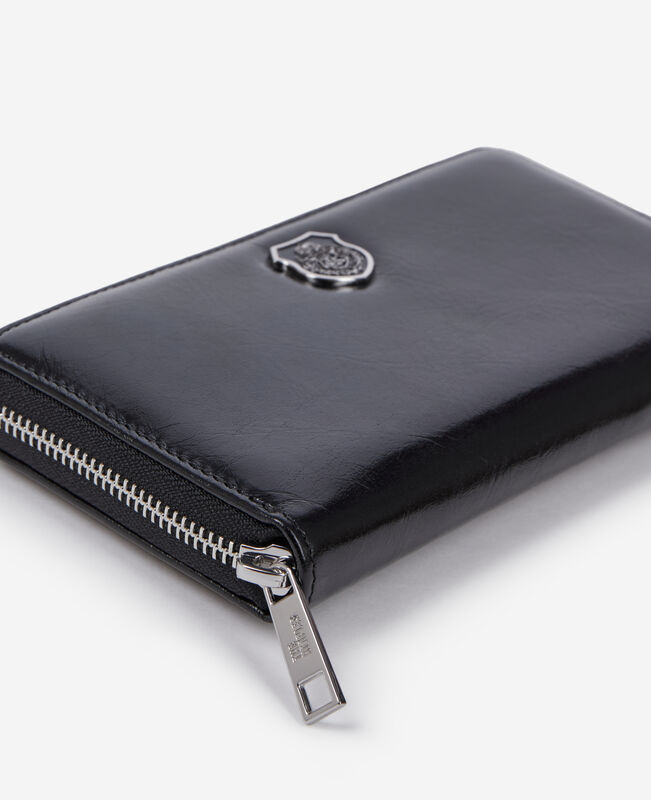 The Kooples MIXTE BLACK portefeuille blason en cuir noir