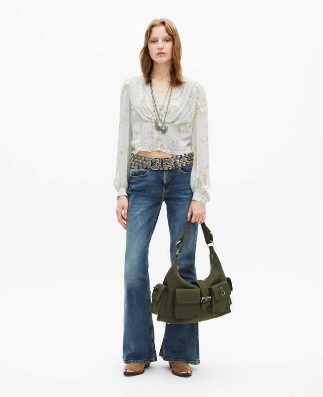 The Kooples FEMME KAKI sac amelia xl en canvas kaki