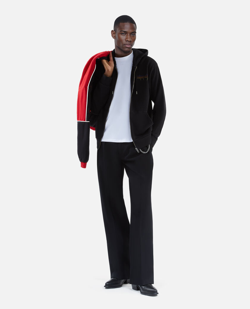 The Kooples HERREN BLACK WASHED sweatshirt mit kapuze und siebdruck schwarz