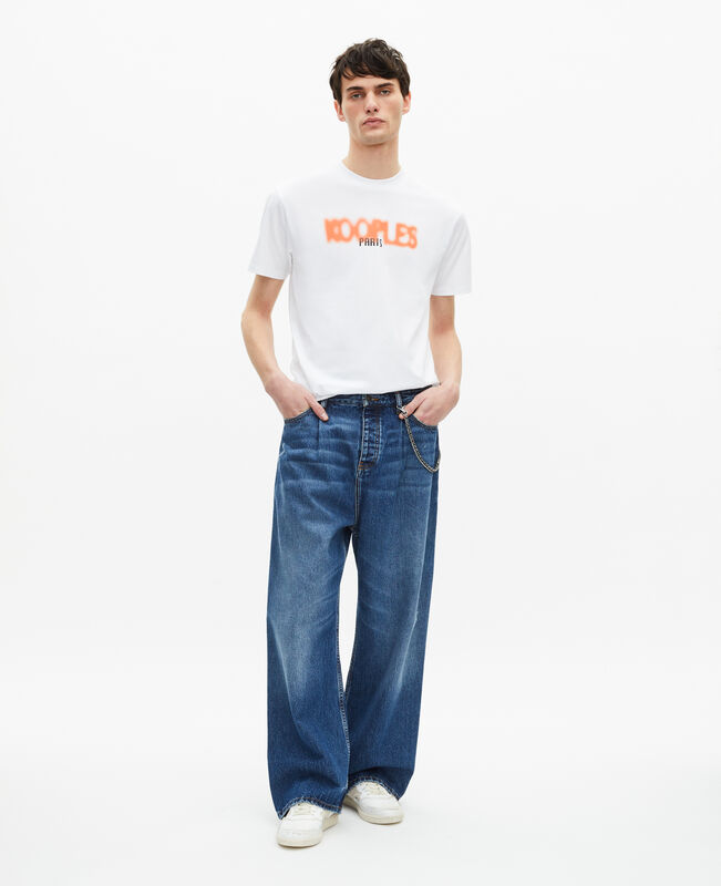 The Kooples HOMME WHITE t-shirt avec sérigraphie tag blanc