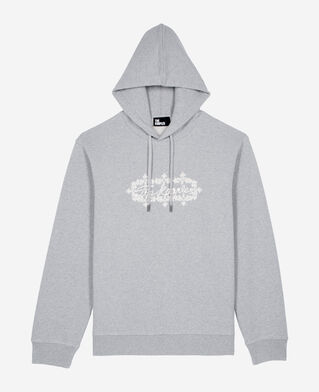 The Kooples MEN LIGHT GREY MELANGE grey embroidered logo hoodie