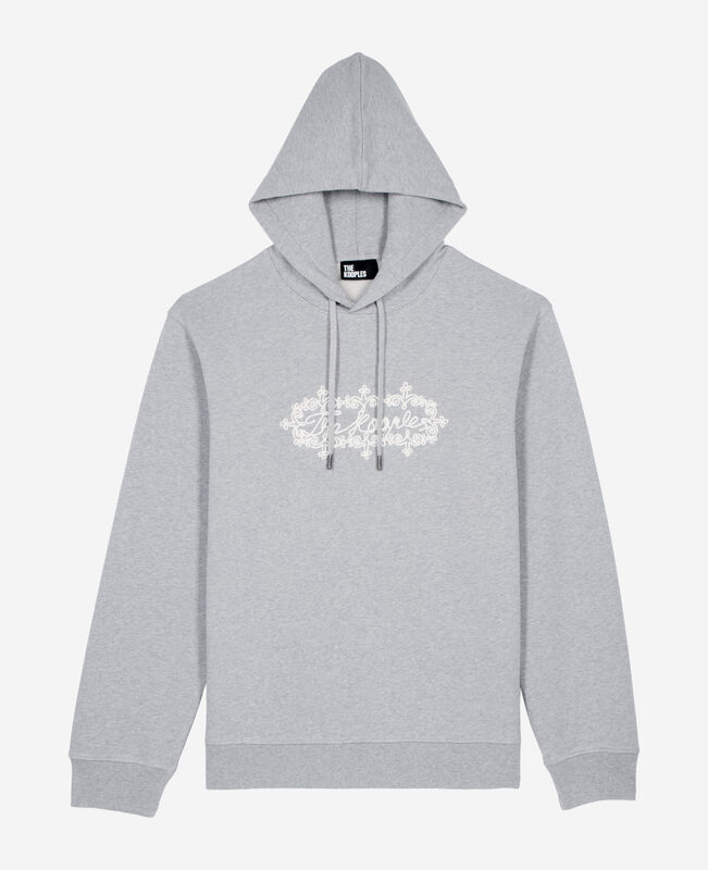 The Kooples HOMME LIGHT GREY MELANGE sweatshirt à capuche avec broderie logo gris