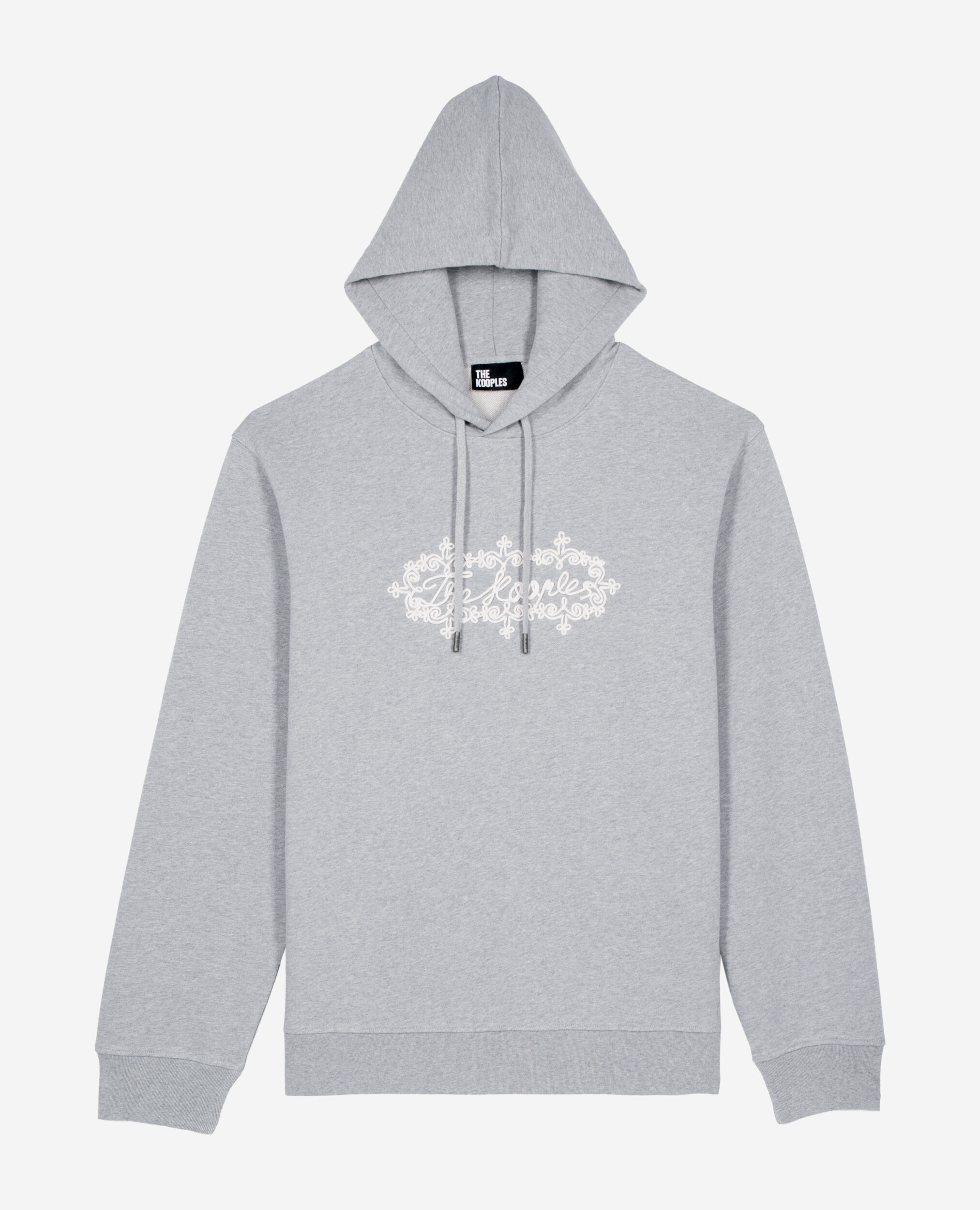 Sweatshirt à capuche avec broderie logo gris, LIGHT GREY MELANGE, hi-res image number null