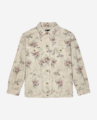 The Kooples DAMEN BEIGE TAUPE jacke mit blumenprint aus beigem denim