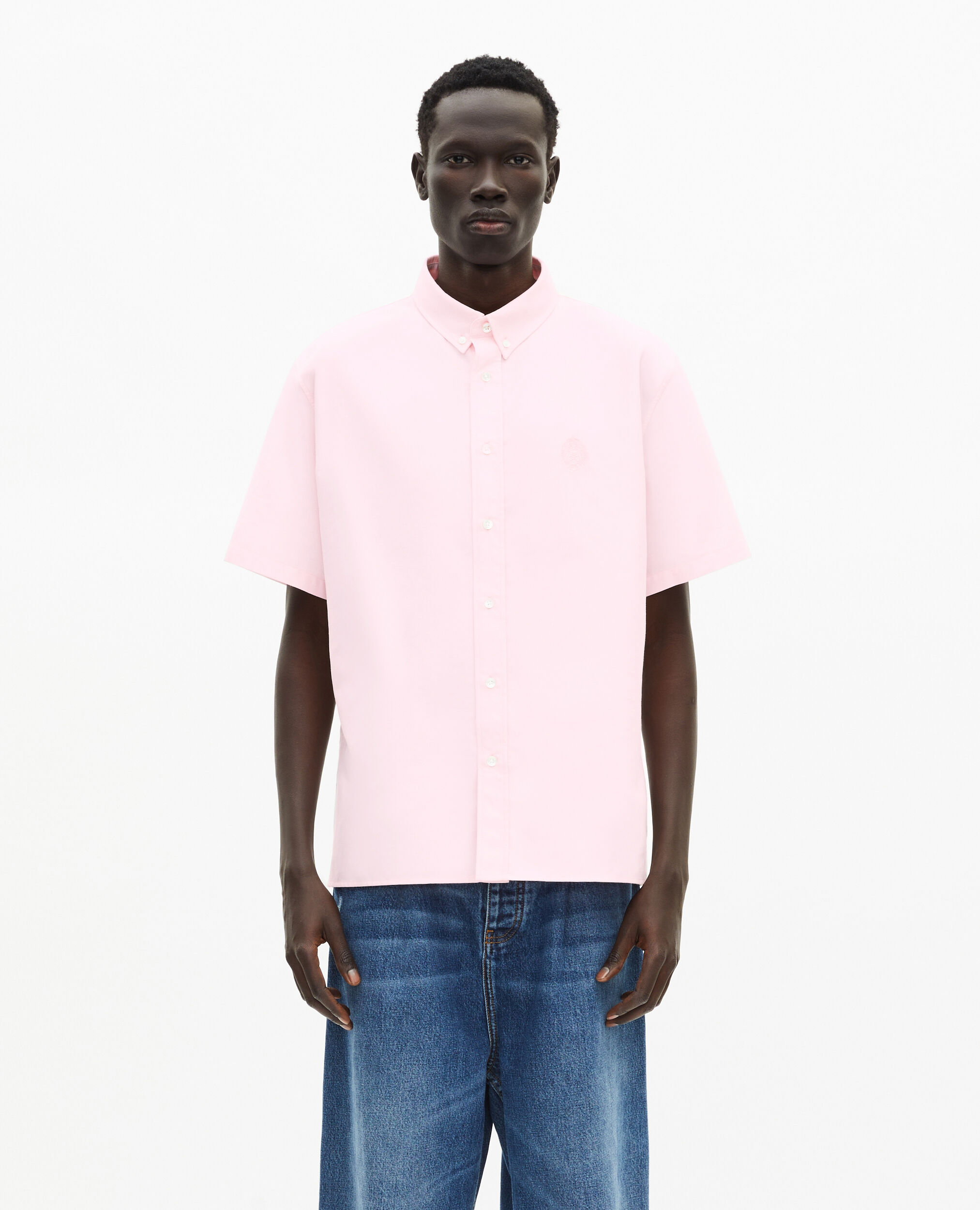Chemise manches courtes avec blason rose, PALE PINK, hi-res image number null