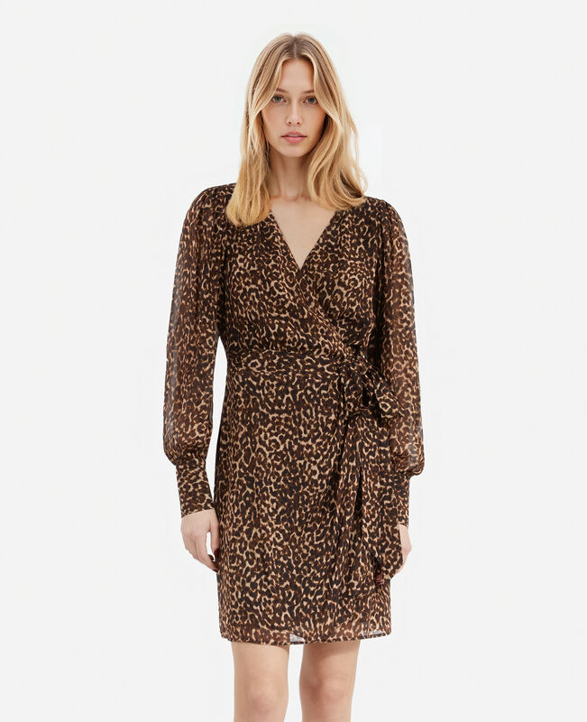 The Kooples FEMME LEOPARD robe portefeuille courte imprimé léopard