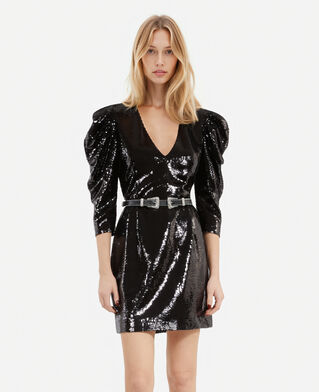 The Kooples WOMEN BLACK STONE short black sequin dress