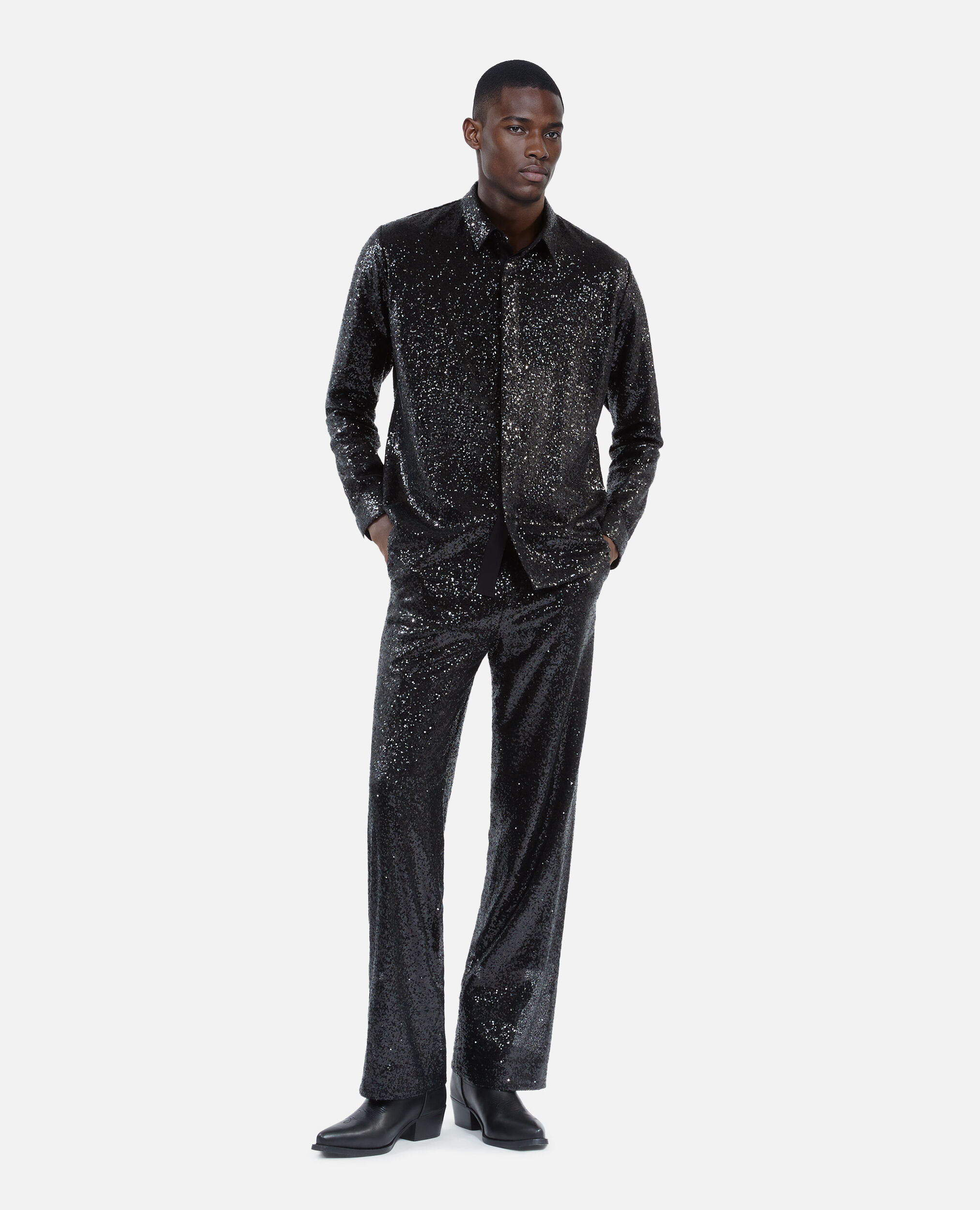 Chemise à sequins noire, BLACK, hi-res image number null