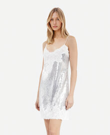 The Kooples FEMME SILVER robe nuisette courte à sequins argentée