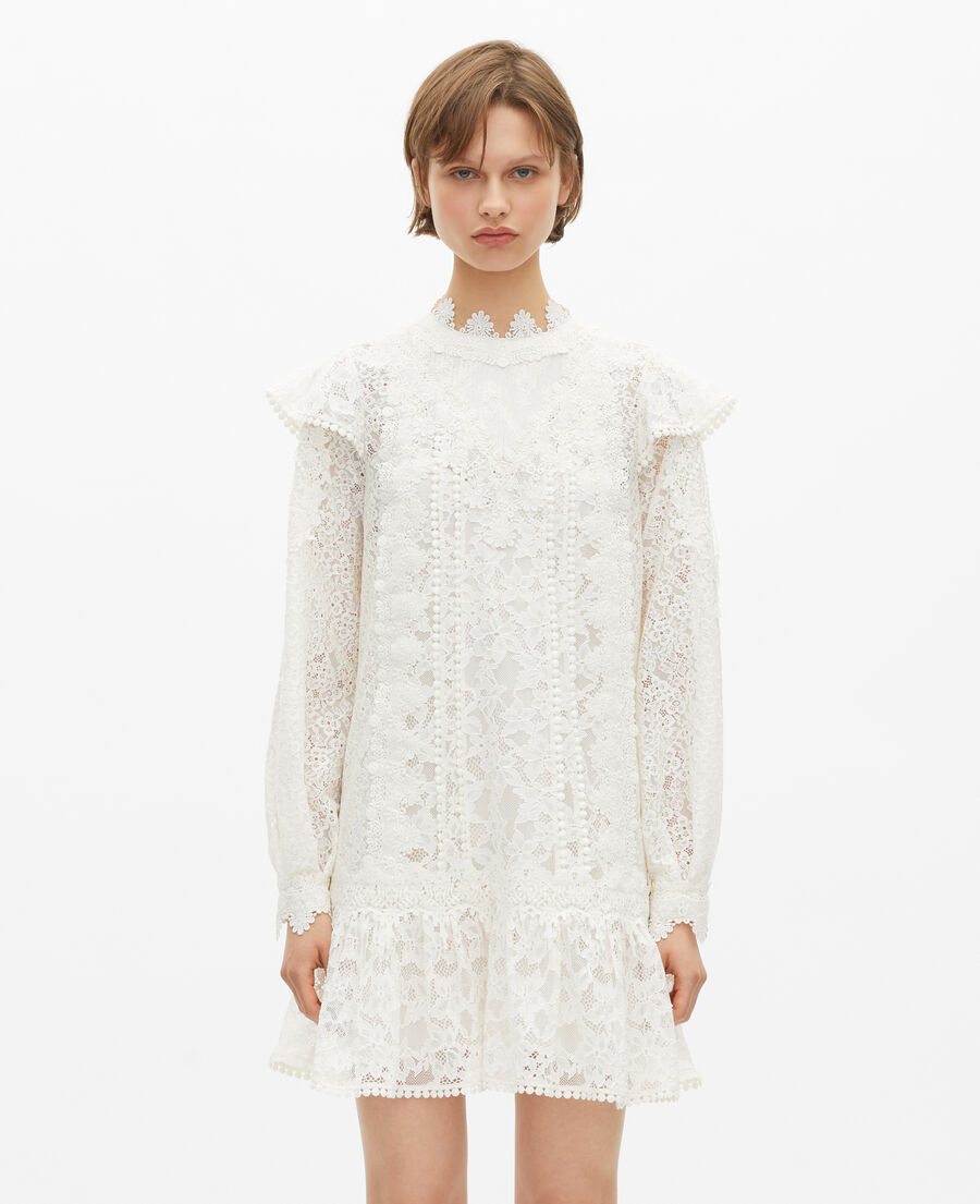 The Kooples WOMEN ECRU short dress in ecru lace