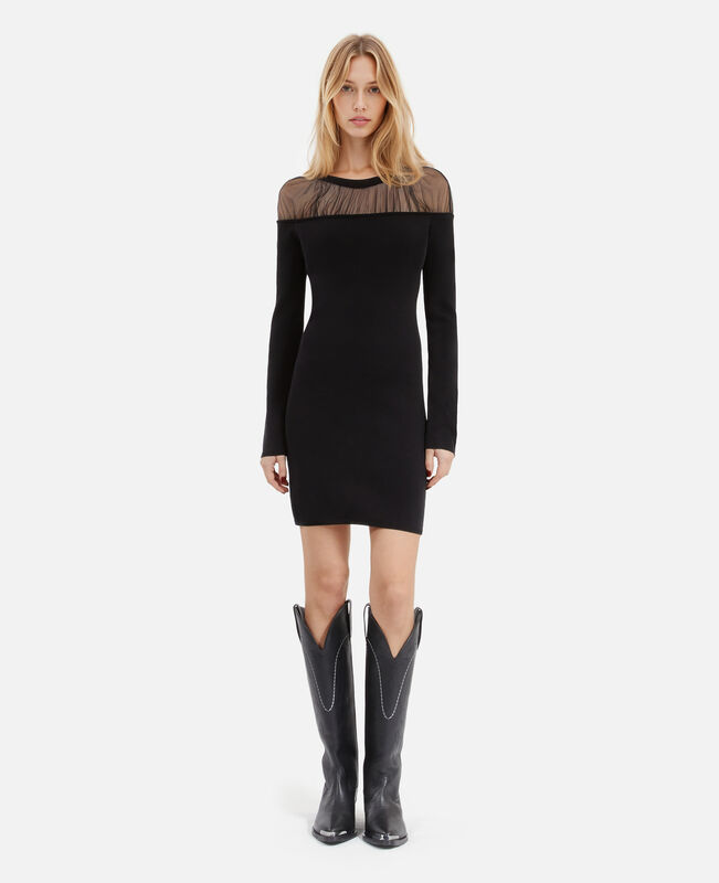The Kooples FEMME BLACK robe courte à fronces noire