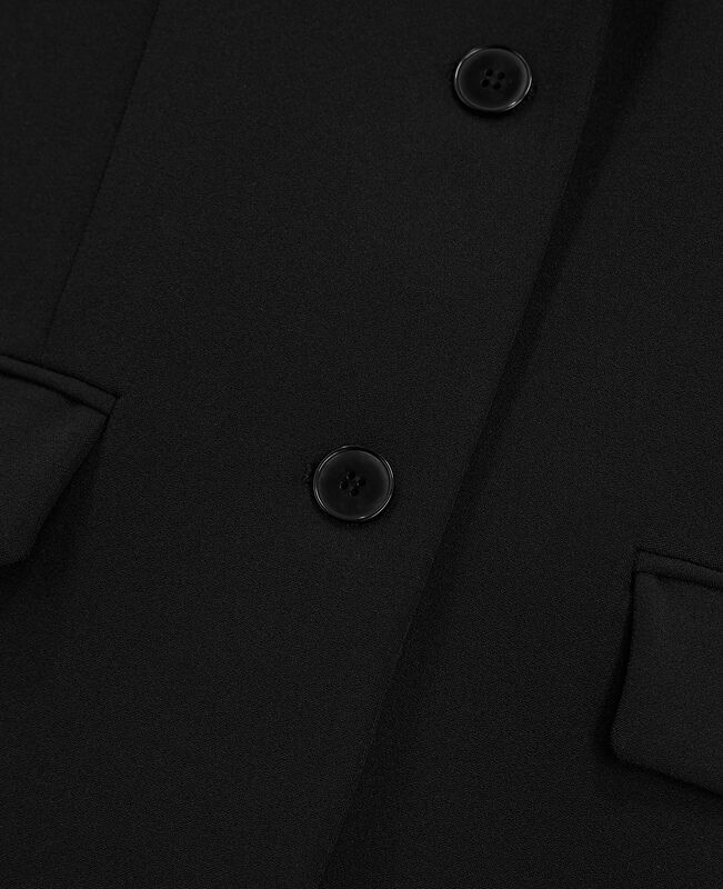 The Kooples FEMME BLACK veste tailleur en crêpe noire coupe structurée