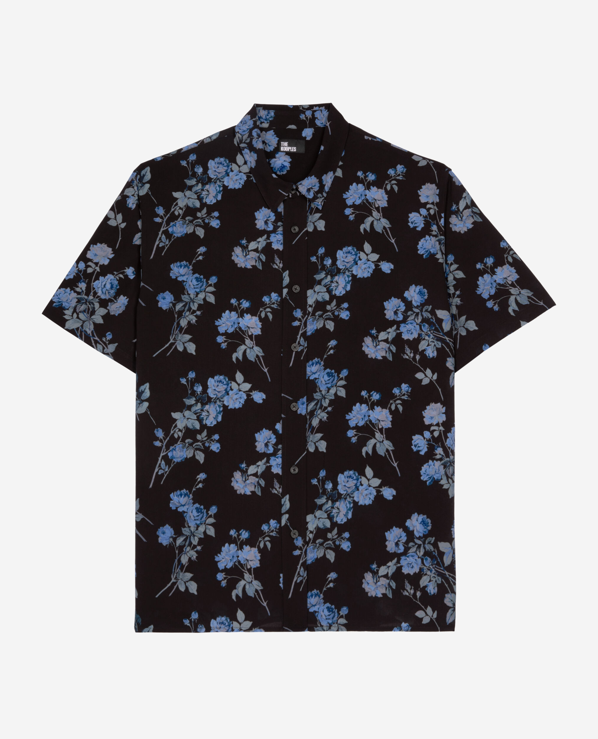 Chemise manches courtes imprimé fleuri noir, BLACK BLUE, hi-res image number null