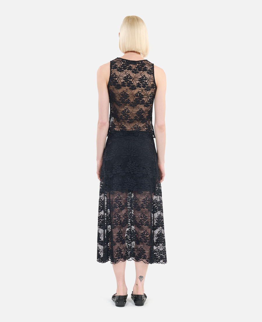 The Kooples FEMME BLACK jupe longue en dentelle noire