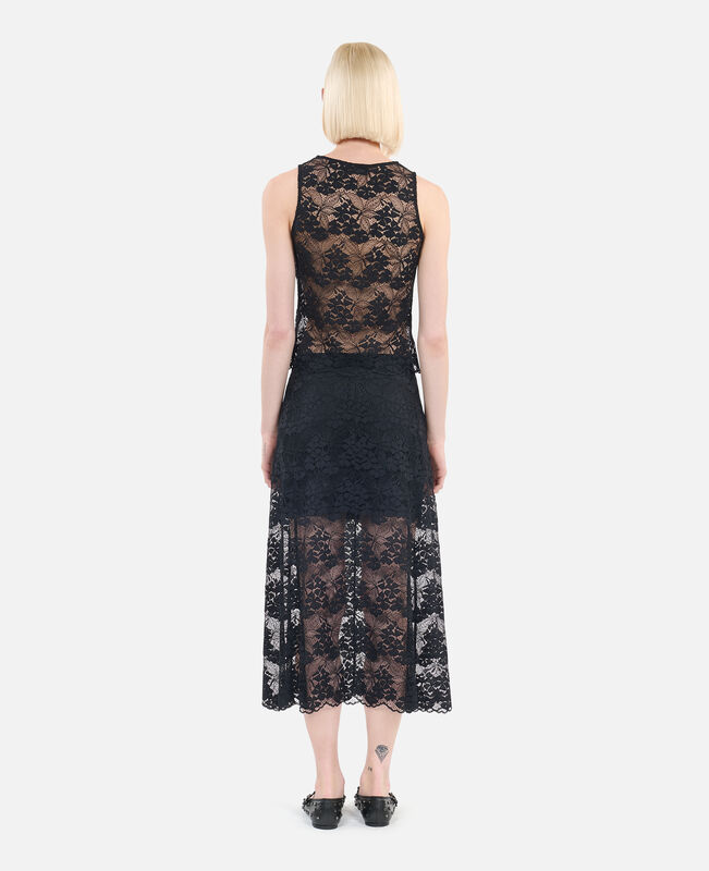 The Kooples FEMME BLACK jupe longue en dentelle noire