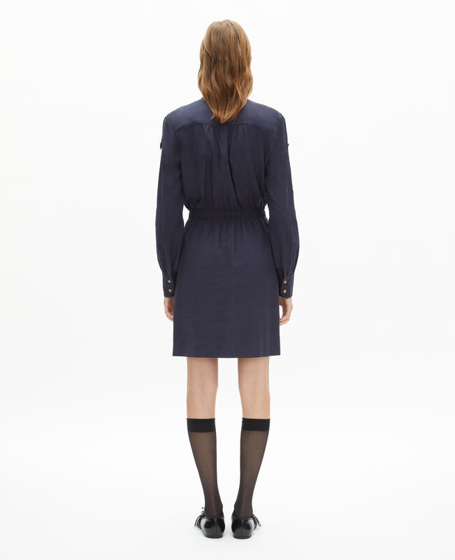 The Kooples FEMME NAVY robe courte en lin bleu marine