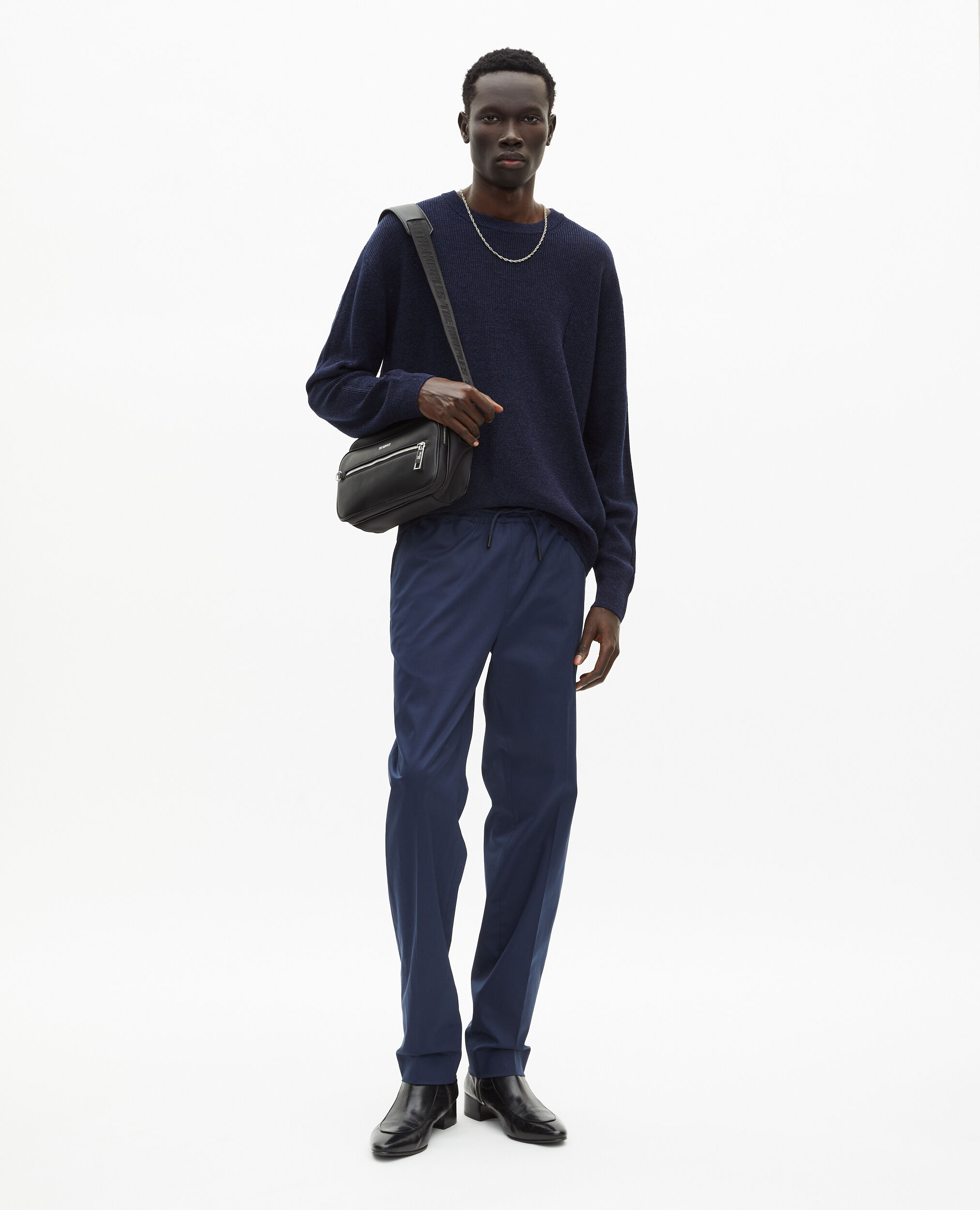Pull en laine et lin marine, NAVY, hi-res image number null