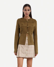 The Kooples FEMME KAKI cardigan en laine style officier kaki