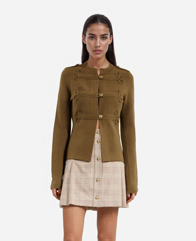 The Kooples FEMME KAKI cardigan en laine style officier kaki
