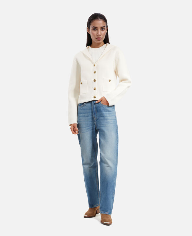 The Kooples FEMME ECRU cardigan en coton et laine ecru