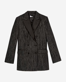 The Kooples FEMME BLACK veste tailleur à rayures noire