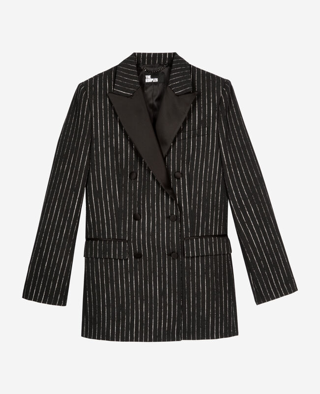 The Kooples FEMME BLACK veste tailleur à rayures noire