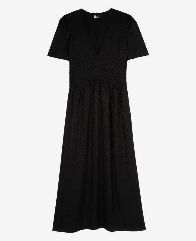 The Kooples FEMME BLACK robe longue en jacquard noire