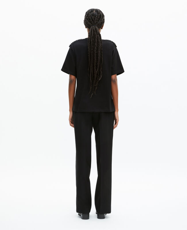 The Kooples FEMME BLACK WASHED t-shirt avec chaînes noir