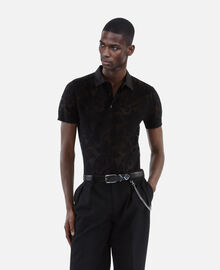 The Kooples HOMME BLACK polo en maille effet dentelle noir
