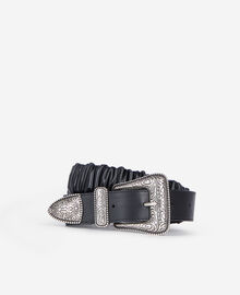 The Kooples FEMME BLACK ceinture large en cuir froncé noir