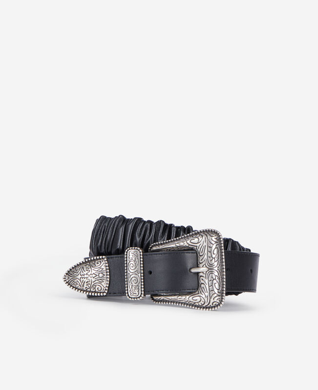 The Kooples FEMME BLACK ceinture large en cuir froncé noir