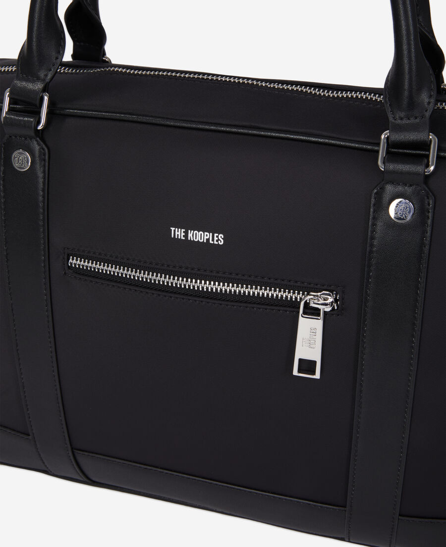 The Kooples HERREN BLACK schwarze dokumententasche aus leder und nylon