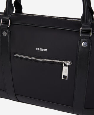The Kooples HERREN BLACK schwarze dokumententasche aus leder und nylon