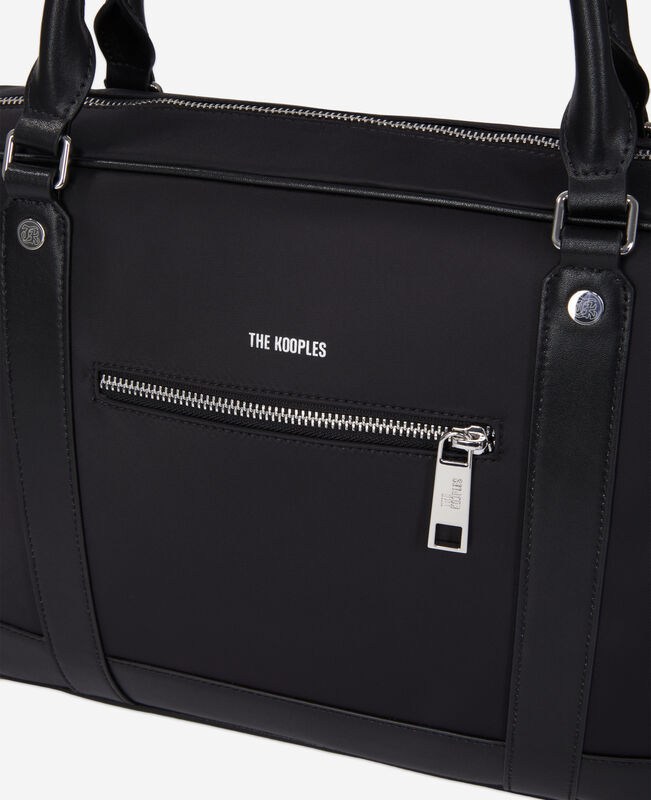 The Kooples HOMME BLACK porte-documents en cuir et fibre nylon noir