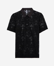 The Kooples HOMME BLACK polo en maille effet dentelle noir