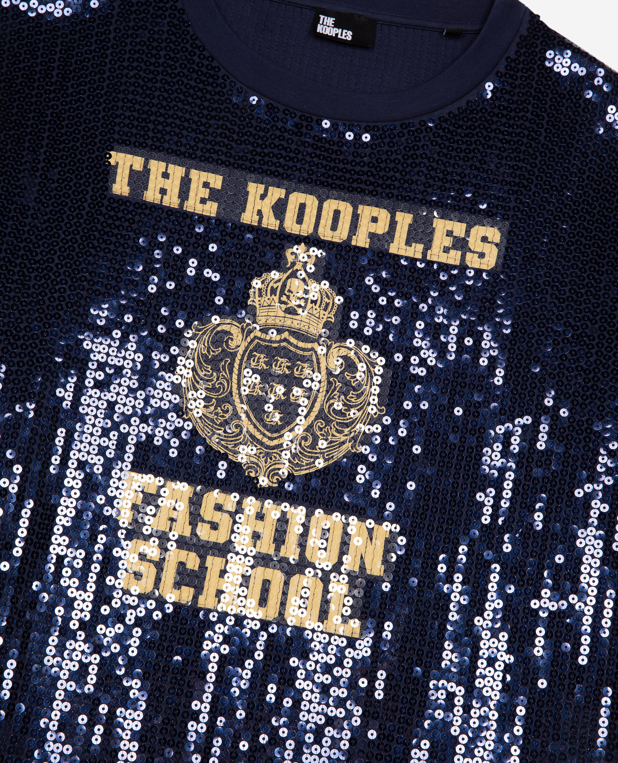 T-Shirt à sequins et sérigraphie bleu, DARK NAVY, hi-res image number null