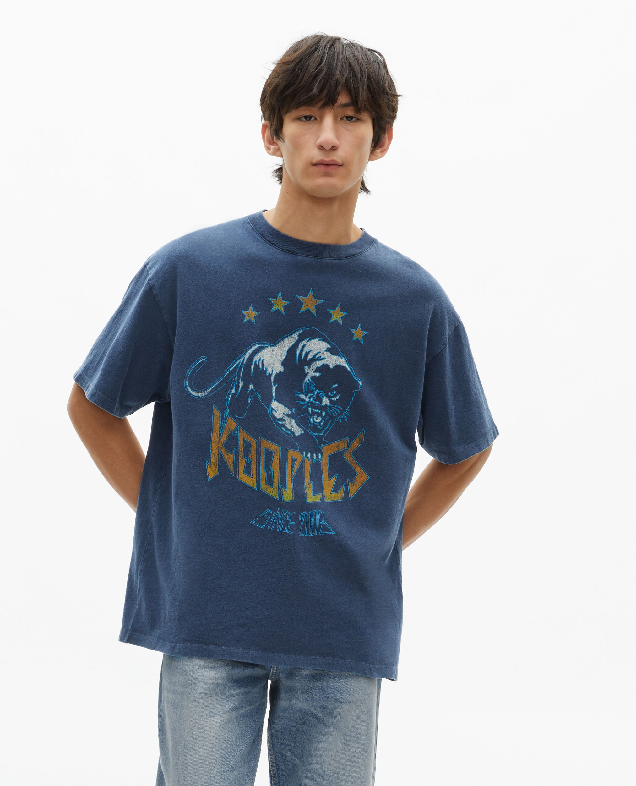 T-shirt avec sérigraphie marine, WASHED NAVY, hi-res image number null