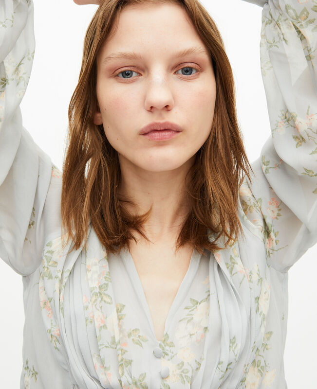The Kooples FEMME BLUE top imprimé fleuri bleu
