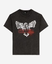 The Kooples FEMME BLACK WASHED t-shirt avec sérigraphie aigle noir délavé