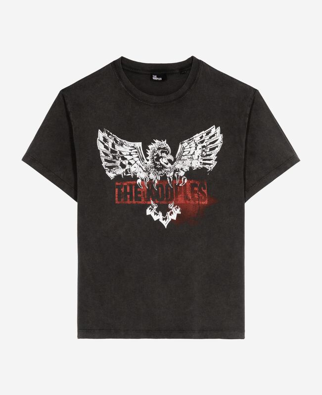 The Kooples FEMME BLACK WASHED t-shirt avec sérigraphie aigle noir délavé